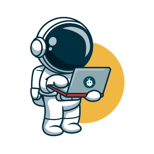Illustration of an astronaut using a laptop, symbolizing expert Benchling support available through ComputedField