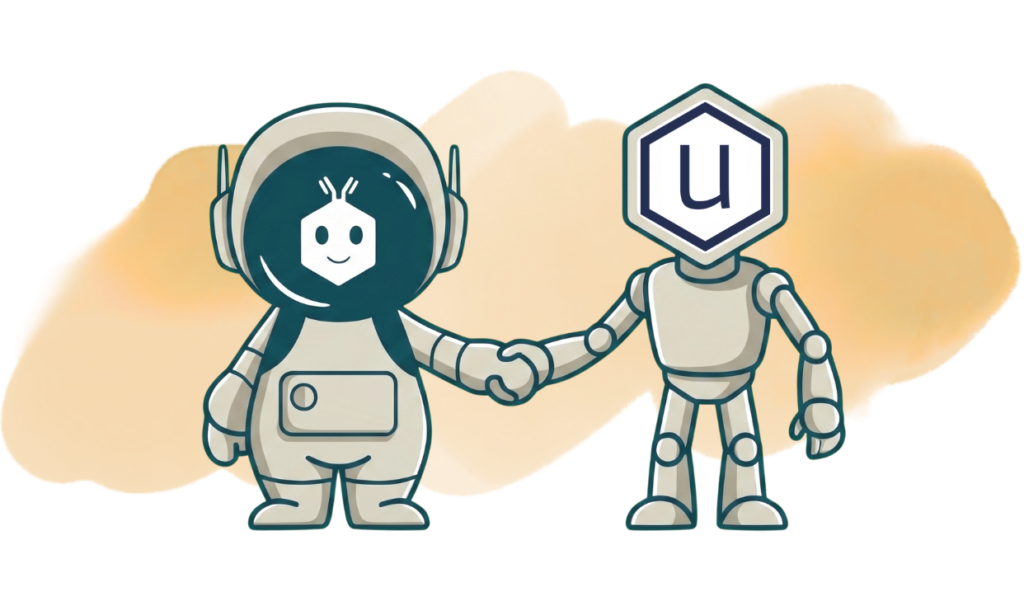 ComputedField and Uncountable partnership illustration — two robot characters shaking hands, representing the collaboration between ComputedField and Uncountable.